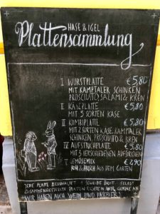 Join me in Vienna! Eating, drinking, chilling… Hase und Igel menu outside